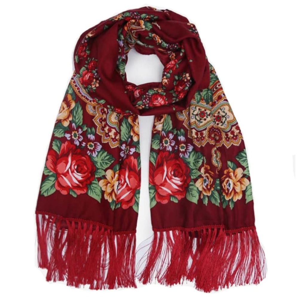 New Traditional Ukrainian Scarf- Burgundy
